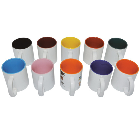 Кружка керамическая белая, розовая    внутри, субл.печать, Ø82 мм х 95 мм, 330 мл