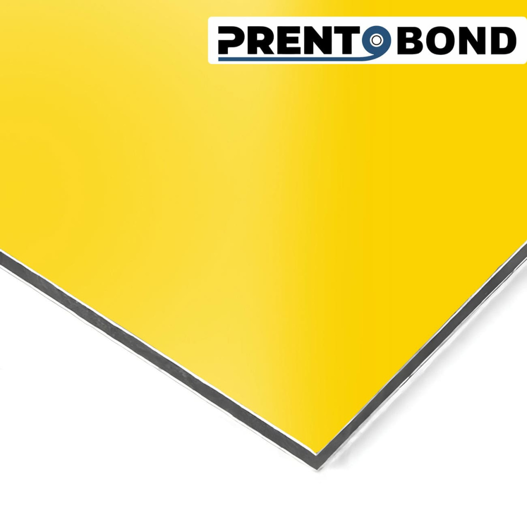 Алюминиевая композитная панель Prento Bond 121 желтая RAL 1023 стенка 0,21мм, 3x1500x4000мм  