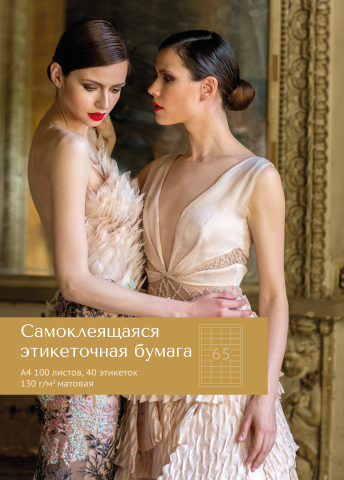 Самоклеящаяся этикеточная бумага A4, 65 этикеток/лист, матовая, 130 г/м², 100 листов – фото 2