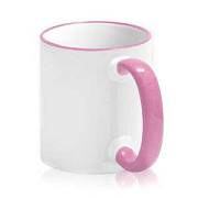 Изображение Кружка керамическая белая, розовые  ободок и ручка, субл.печать, Ø82 мм х 95 мм, 330 мл