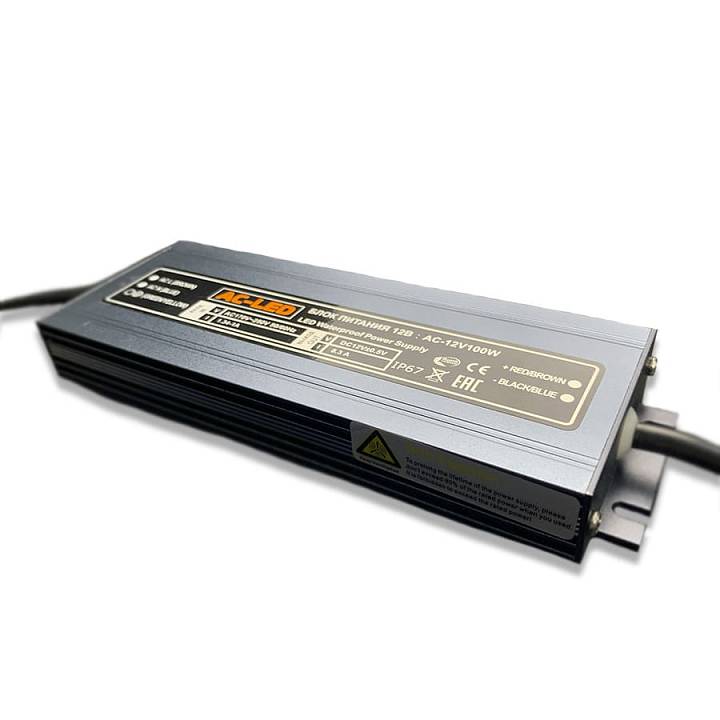Изображение Блок питания AC-12V-100W-IP67 Slim металлический корпус