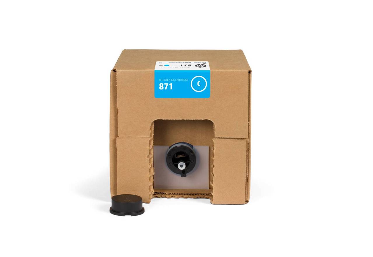 Изображение Латексные чернила HP 871 Cyan, в картриджах, 3 л