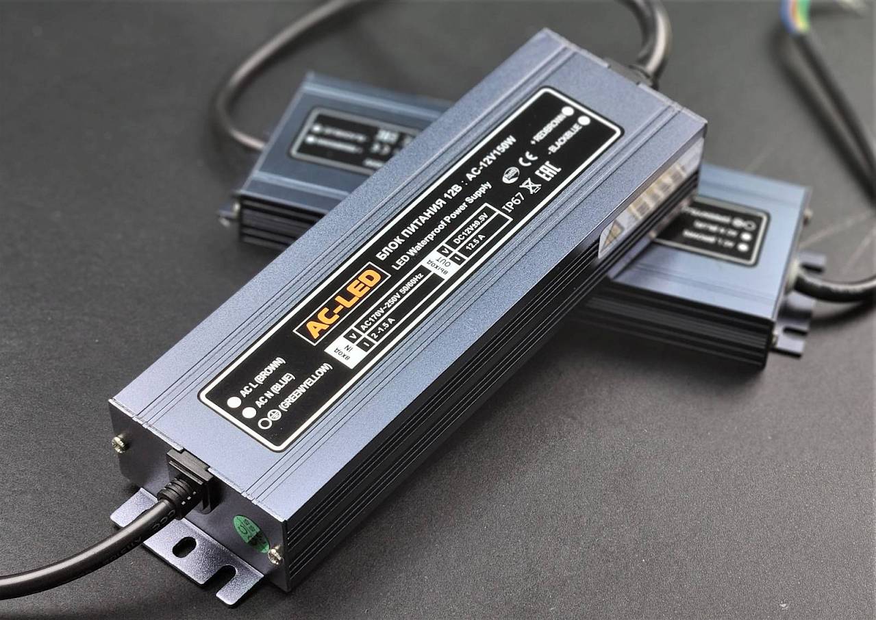 Изображение Блок питания AC-12V-150W-IP67 Slim металлический корпус