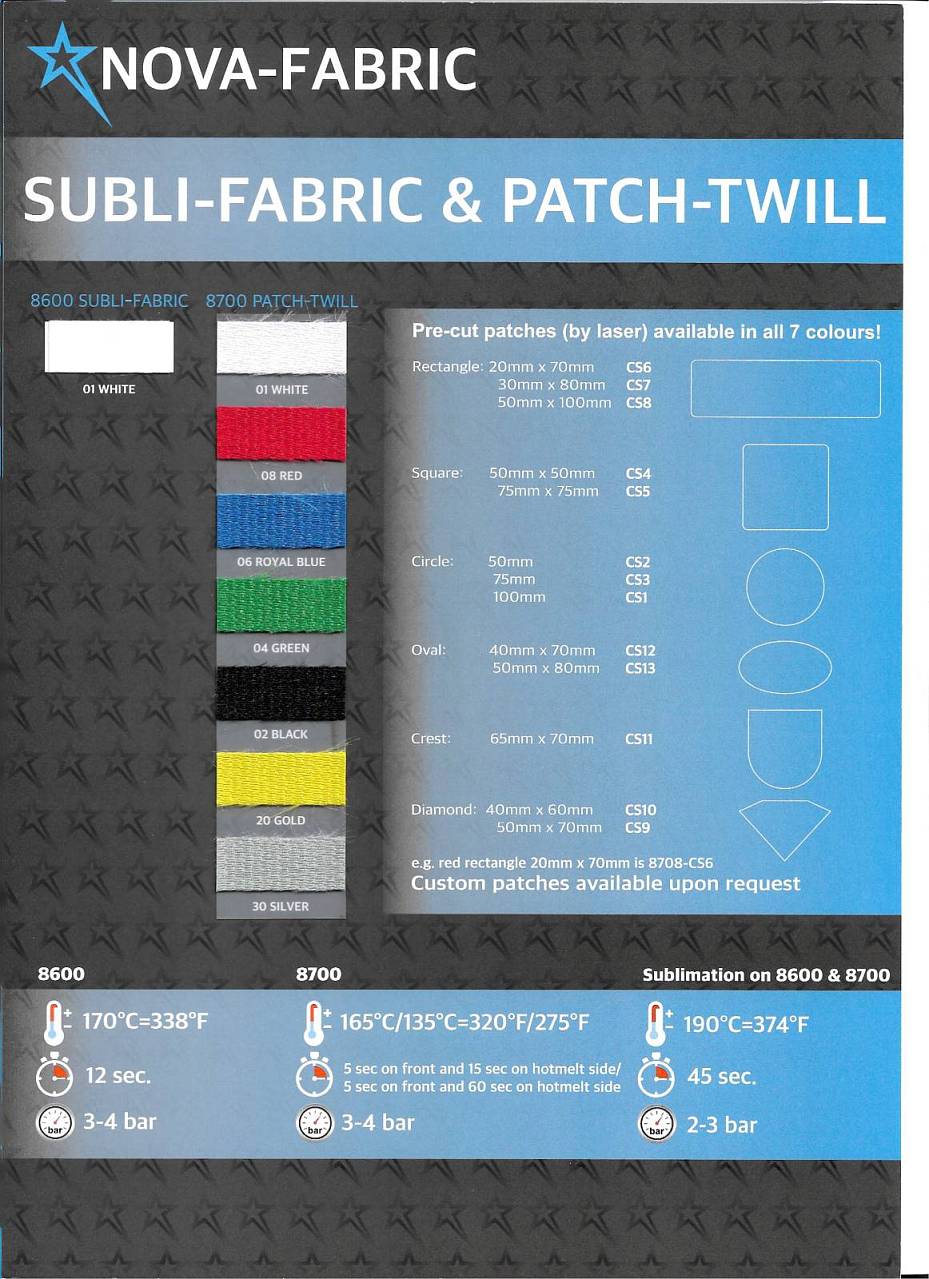 Изображение Цветовая карта для плёнок WITPAC NOVA FLEX PATCH TWILL, A4